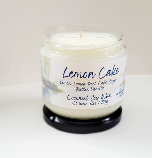 Lemon Cake - Coconut Soy Wax Hand Poured Candle Glass Jar